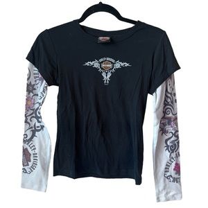 ✨️Re-Poshing Harley-Davidson Black and White Long Sleeve Tee